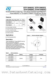 STW13N95K3 datasheet pdf ST Microelectronics