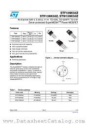 STF13NK50Z datasheet pdf ST Microelectronics