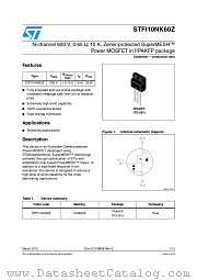 STFI10NK60Z datasheet pdf ST Microelectronics