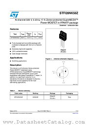 STFI20NK50Z datasheet pdf ST Microelectronics