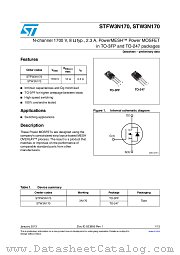 STW3N170 datasheet pdf ST Microelectronics