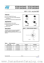 STGF10NC60HD datasheet pdf ST Microelectronics