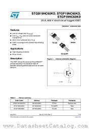 STGB19NC60KD datasheet pdf ST Microelectronics