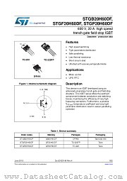 STGB20H60DF datasheet pdf ST Microelectronics