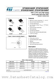 STGW20V60DF datasheet pdf ST Microelectronics