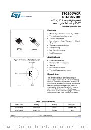 STGP20V60F datasheet pdf ST Microelectronics