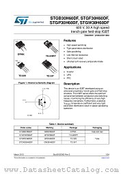 STGB30H60DF datasheet pdf ST Microelectronics