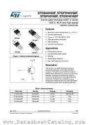 STGB40V60F datasheet pdf ST Microelectronics