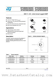 STGD8NC60KD datasheet pdf ST Microelectronics