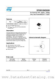 STGD10NC60H datasheet pdf ST Microelectronics