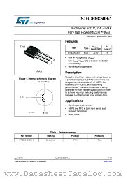 STGD6NC60H-1 datasheet pdf ST Microelectronics