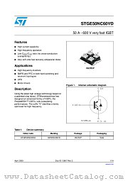 STGE50NC60VD datasheet pdf ST Microelectronics