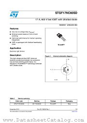STGF17NC60SD datasheet pdf ST Microelectronics