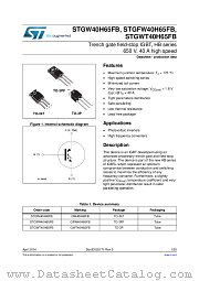 STGFW40H65FB datasheet pdf ST Microelectronics
