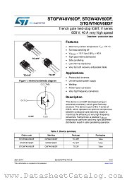 STGW40V60DF datasheet pdf ST Microelectronics