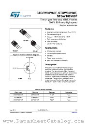 STGW80V60F datasheet pdf ST Microelectronics