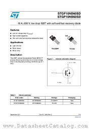 STGP10NB60SD datasheet pdf ST Microelectronics