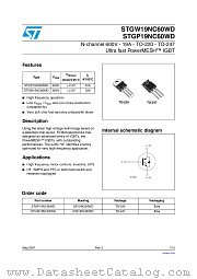 STGW19NC60WD datasheet pdf ST Microelectronics