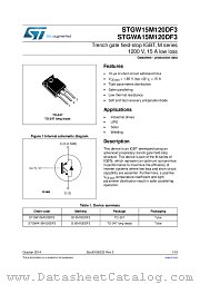 STGW15M120DF3 datasheet pdf ST Microelectronics