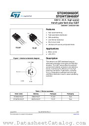 STGW20H60DF datasheet pdf ST Microelectronics
