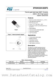 STGW25H120DF2 datasheet pdf ST Microelectronics