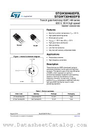STGWT30H60DFB datasheet pdf ST Microelectronics