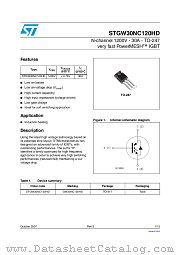 STGW30NC120HD datasheet pdf ST Microelectronics
