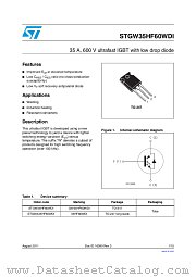 STGW35HF60WDI datasheet pdf ST Microelectronics