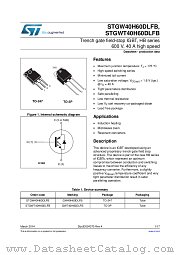 STGW40H60DLFB datasheet pdf ST Microelectronics