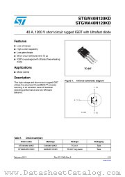 STGWA40N120KD datasheet pdf ST Microelectronics