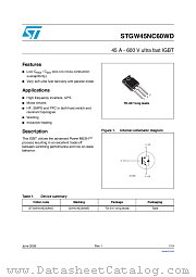 STGW45NC60WD datasheet pdf ST Microelectronics