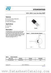 STGW50HF60S datasheet pdf ST Microelectronics