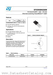 STGW50NC60W datasheet pdf ST Microelectronics