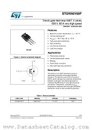 STGW60V60F datasheet pdf ST Microelectronics
