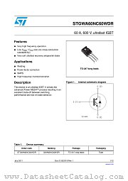 STGWA60NC60WDR datasheet pdf ST Microelectronics