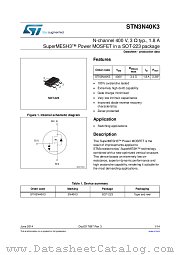 STN3N40K3 datasheet pdf ST Microelectronics