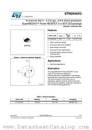STN3N45K3 datasheet pdf ST Microelectronics