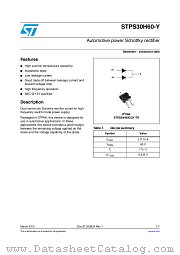 STPS30H60-Y datasheet pdf ST Microelectronics
