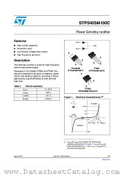STPS40SM100CG-TR datasheet pdf ST Microelectronics