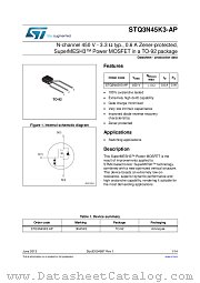 STQ3N45K3-AP datasheet pdf ST Microelectronics