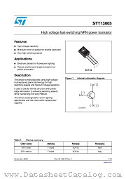 STT13005 datasheet pdf ST Microelectronics