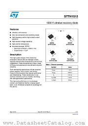 STTH1512PI datasheet pdf ST Microelectronics