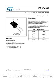 STTH15AC06 datasheet pdf ST Microelectronics