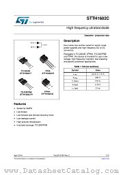 STTH1602CG-TR datasheet pdf ST Microelectronics