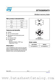 STTH200R04TV datasheet pdf ST Microelectronics