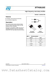 STTH20L03CG-TR datasheet pdf ST Microelectronics