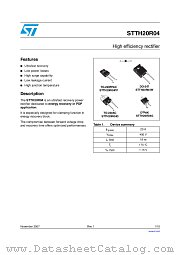 STTH20R04G-TR datasheet pdf ST Microelectronics