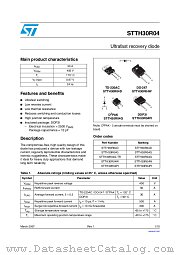 STTH30R04D datasheet pdf ST Microelectronics