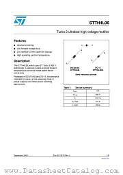 STTH4L06 datasheet pdf ST Microelectronics