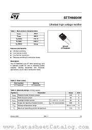 STTH6004W datasheet pdf ST Microelectronics